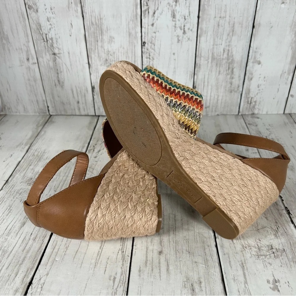 Style & Co. Espadrille  Seleeney Wedge Buckle Multicolor Sandals 7 NEW